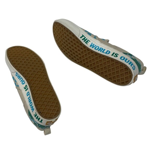Vans Youth Size 6 Checkered The World Is Our Map Slip On SNeaker Shoes Eco Posit - Picture 4 of 6